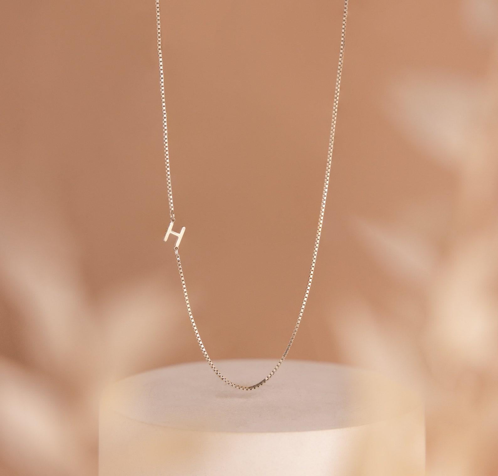 Personalized Gold Sideways Initial Necklace