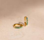 Dainty Green Opal Hoop Earrings