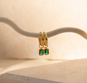 Dainty Gold Birthstone Hoop Earrings