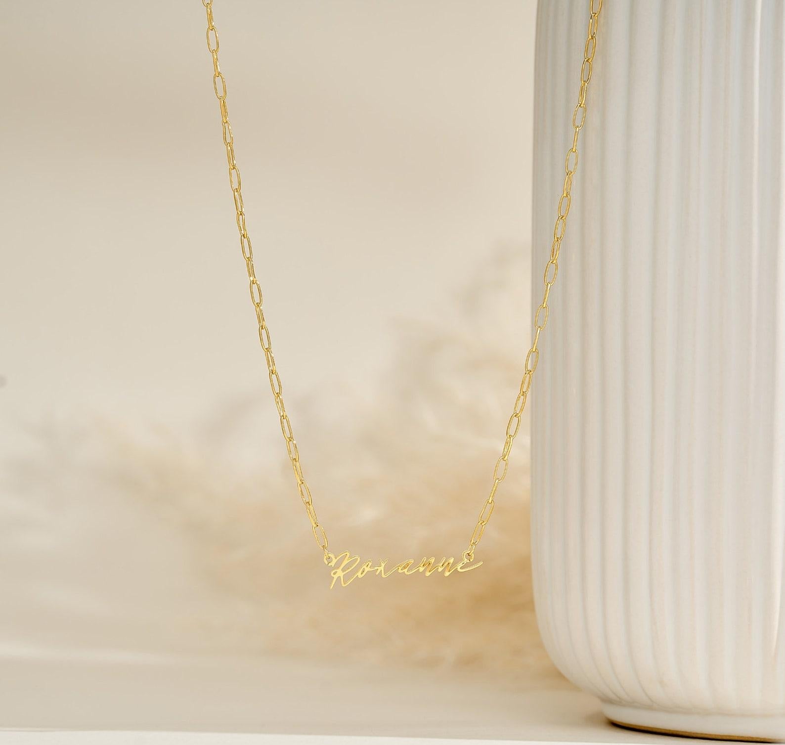 Personalized Gold Paperclip Name Necklace