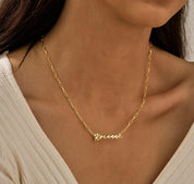 Personalized Gold Paperclip Name Necklace