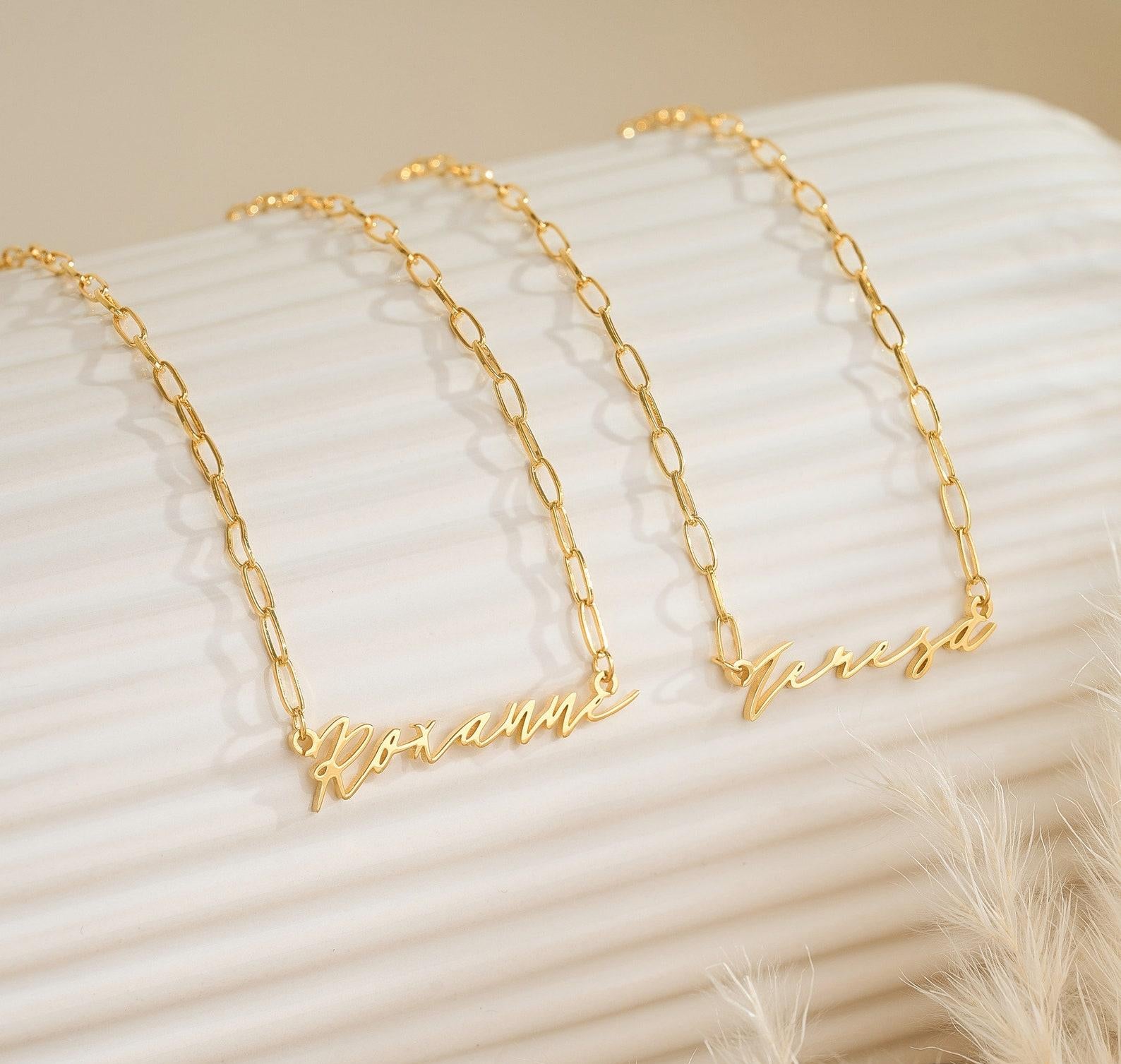 Personalized Gold Paperclip Name Necklace