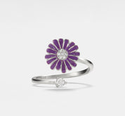 Purple Flower Sterling Silver Spinner Ring