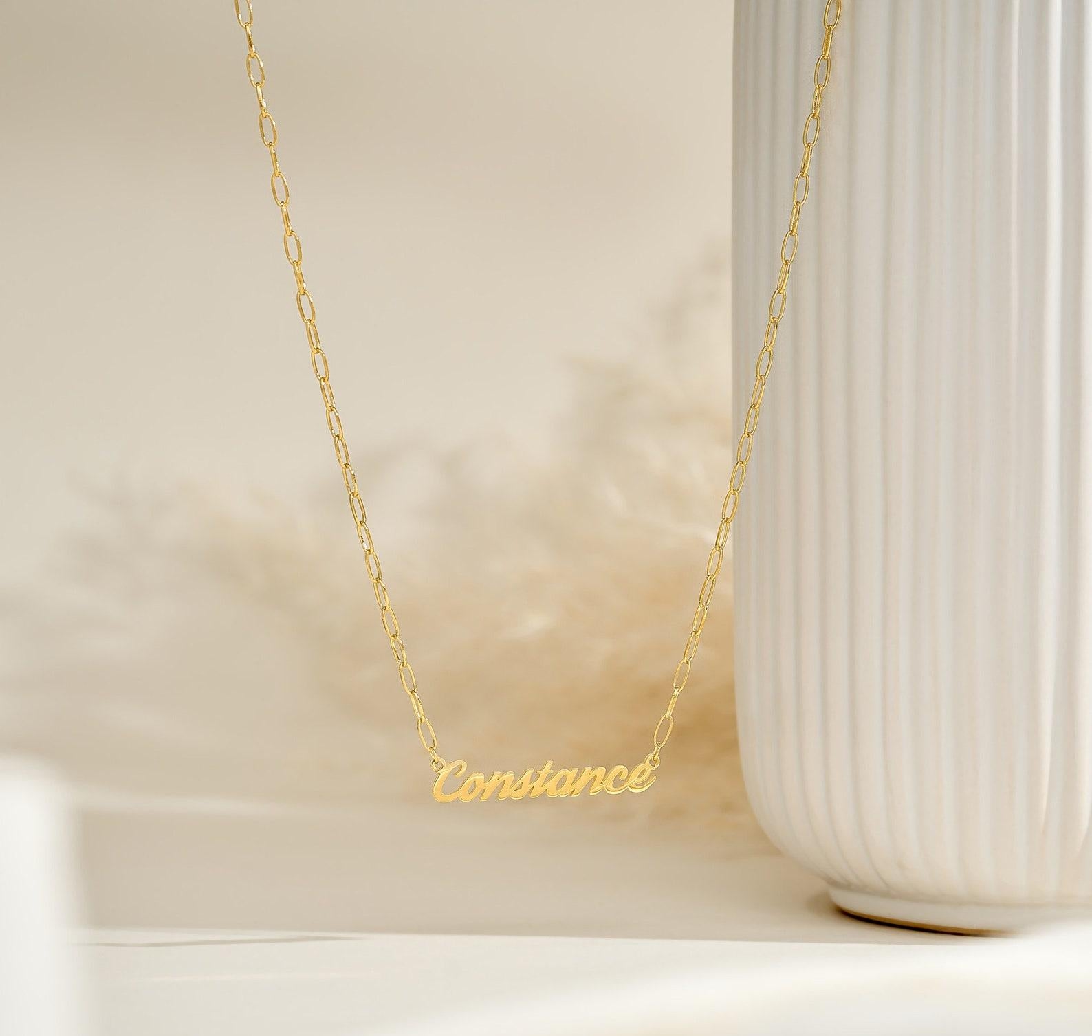 Custom Gold Name Necklace with Paperclip Chain