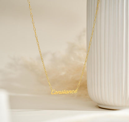 Custom Gold Name Necklace with Paperclip Chain