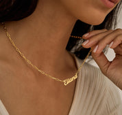 Custom Gold Name Necklace with Paperclip Chain