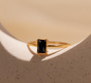 Black Onyx Emerald-Cut Vintage Ring