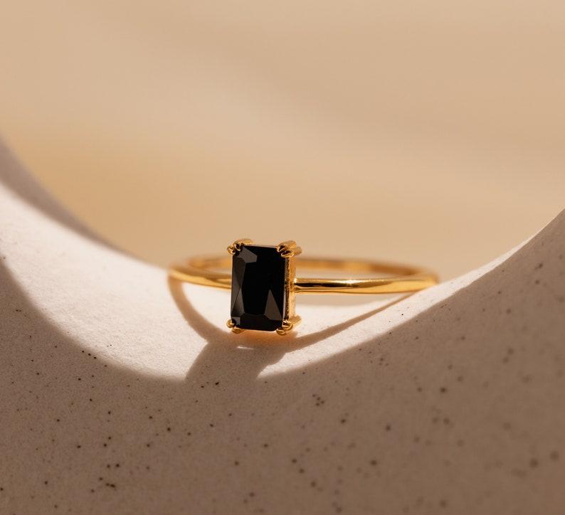 Black Onyx Emerald-Cut Vintage Ring