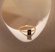 Black Onyx Emerald-Cut Vintage Ring