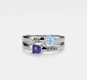 Double Birthstone Sterling Silver Ring