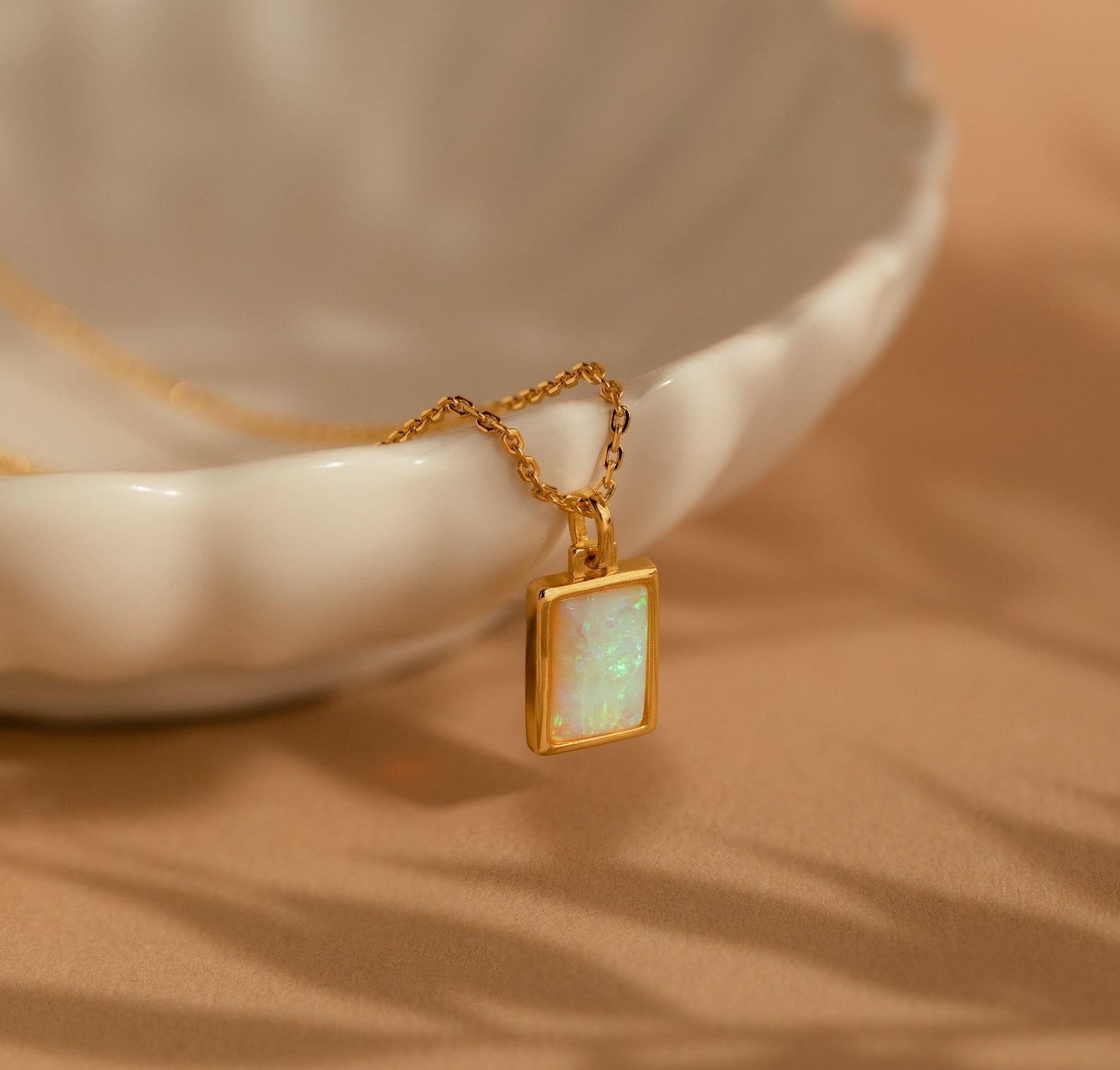 Dainty Opal Charm Necklace for Bridesmaids