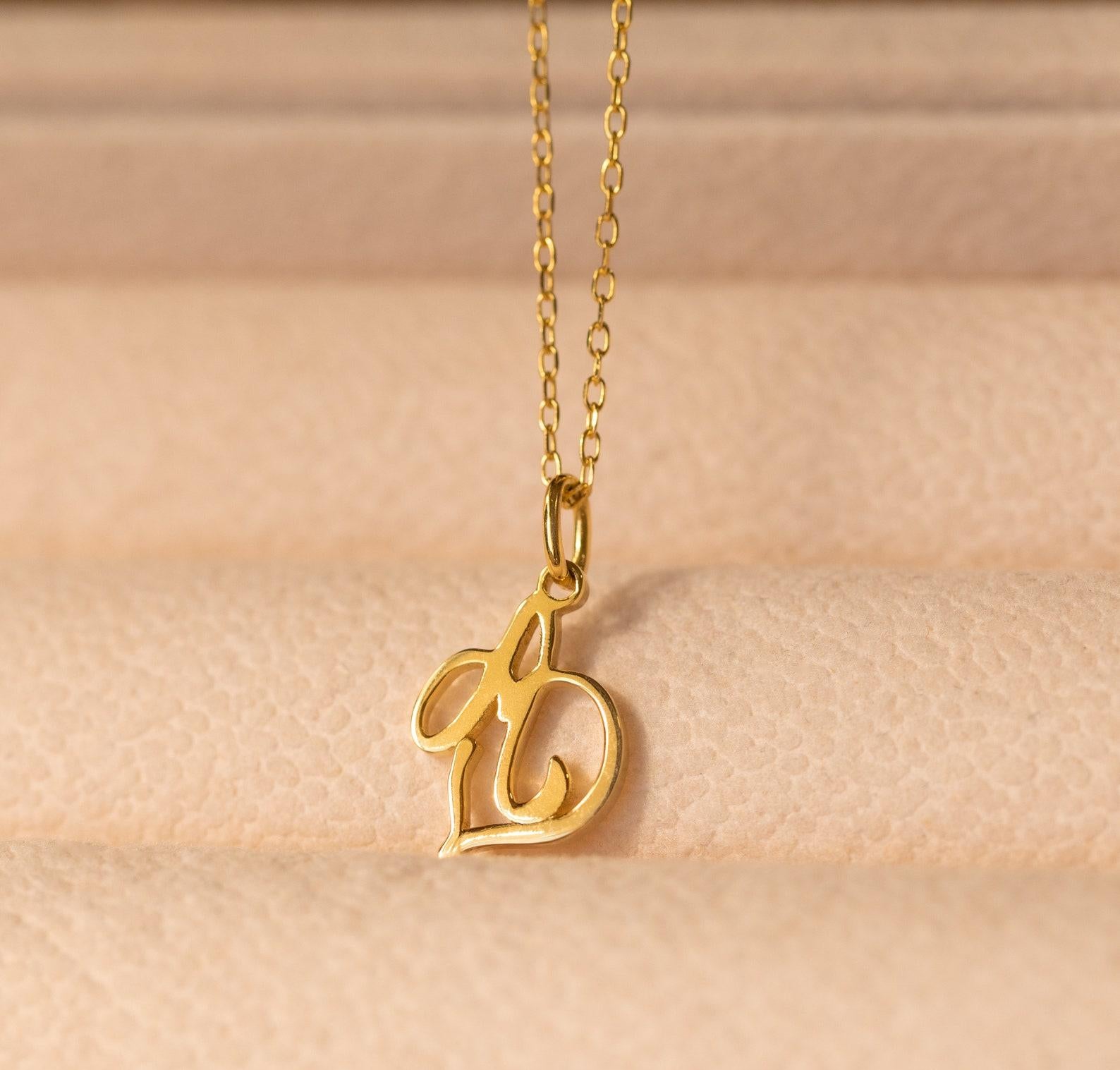 Dainty Heart Initial Necklace in Gold and Silver