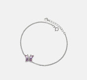 Amethyst Butterfly Charm Bracelet in Sterling Silver