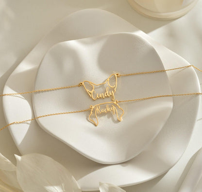 Personalized Gold Dog Ear Necklace