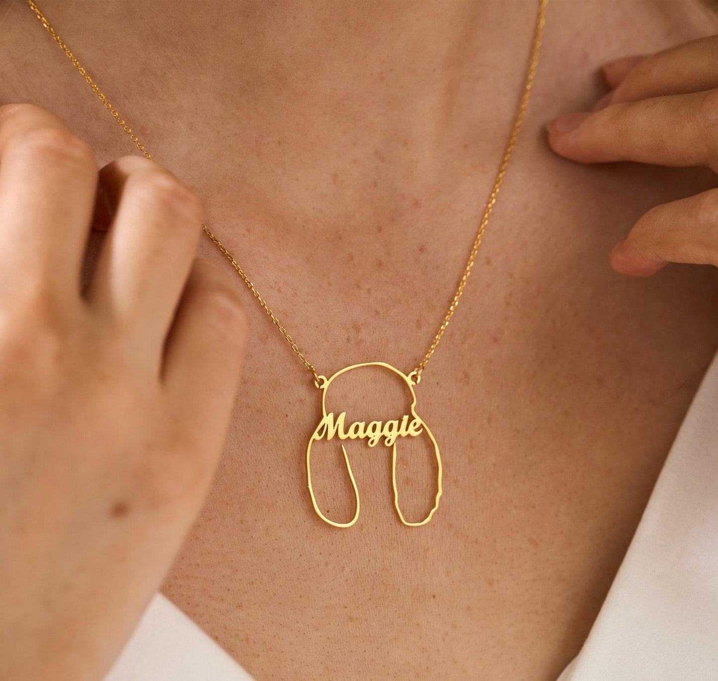 Personalized Dog Name Necklace in Gold