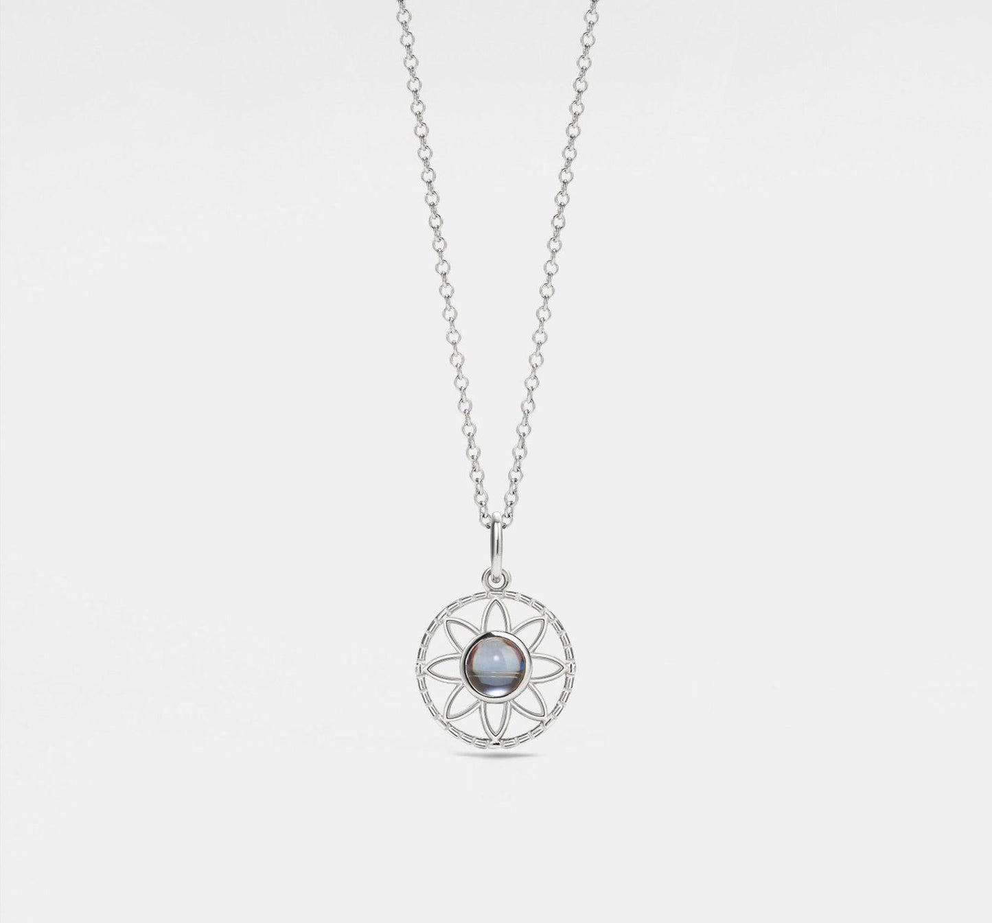 Personalized Daisy Photo Necklace in Silver