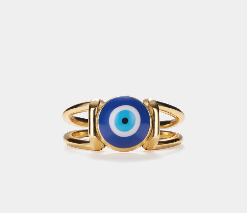 Evil Eye Gold Stacking Ring