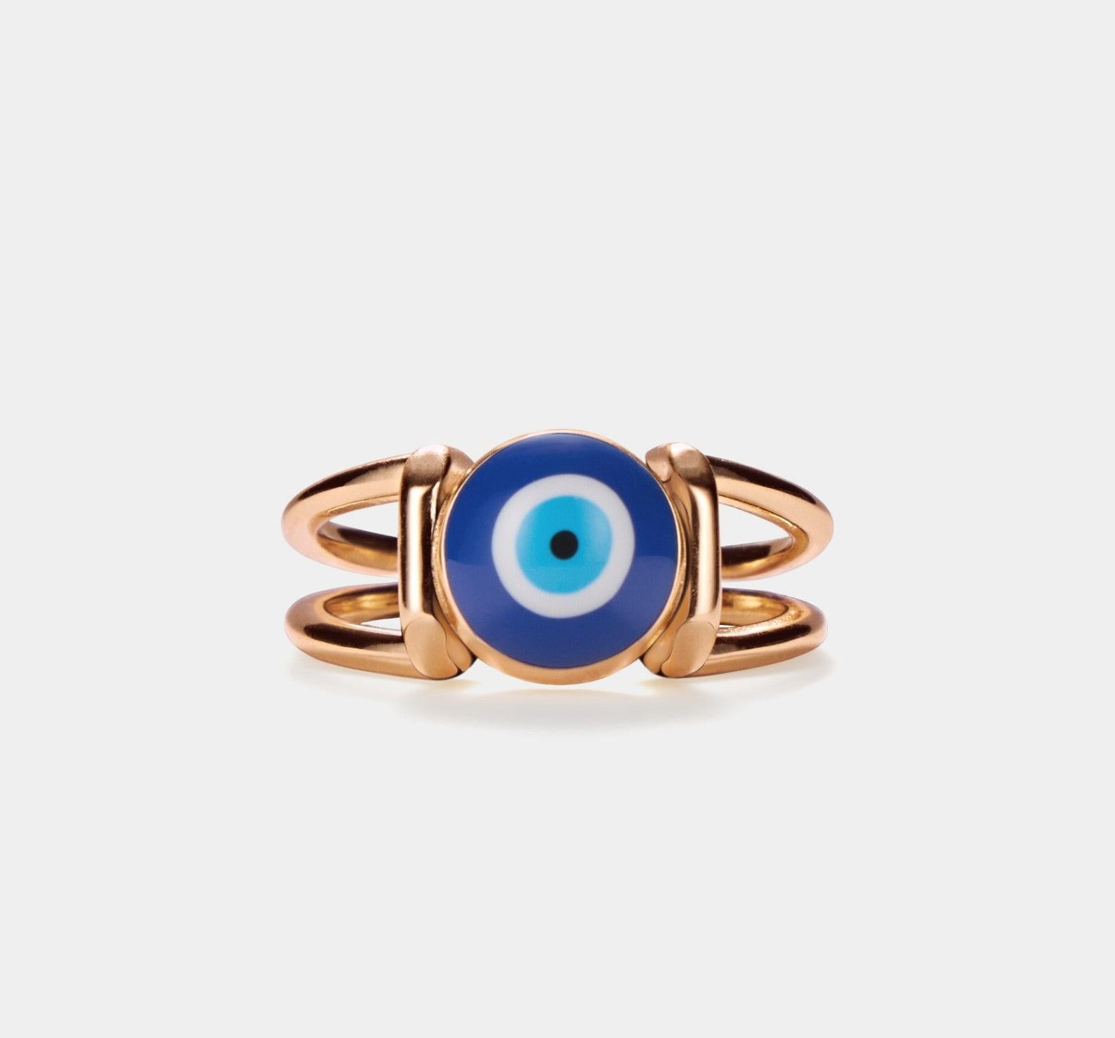 Evil Eye Gold Stacking Ring