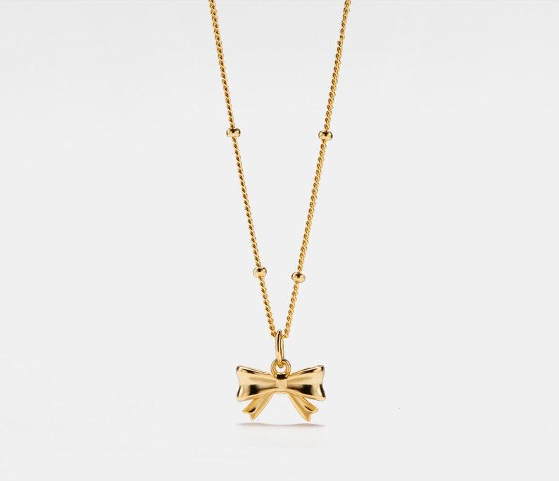 Bow Tie Charm Layering Necklace in Sterling Silver