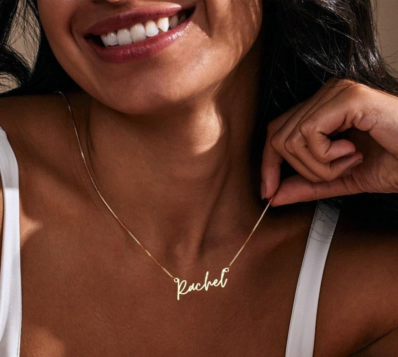 Personalized Dainty Name Necklace with Box Chain