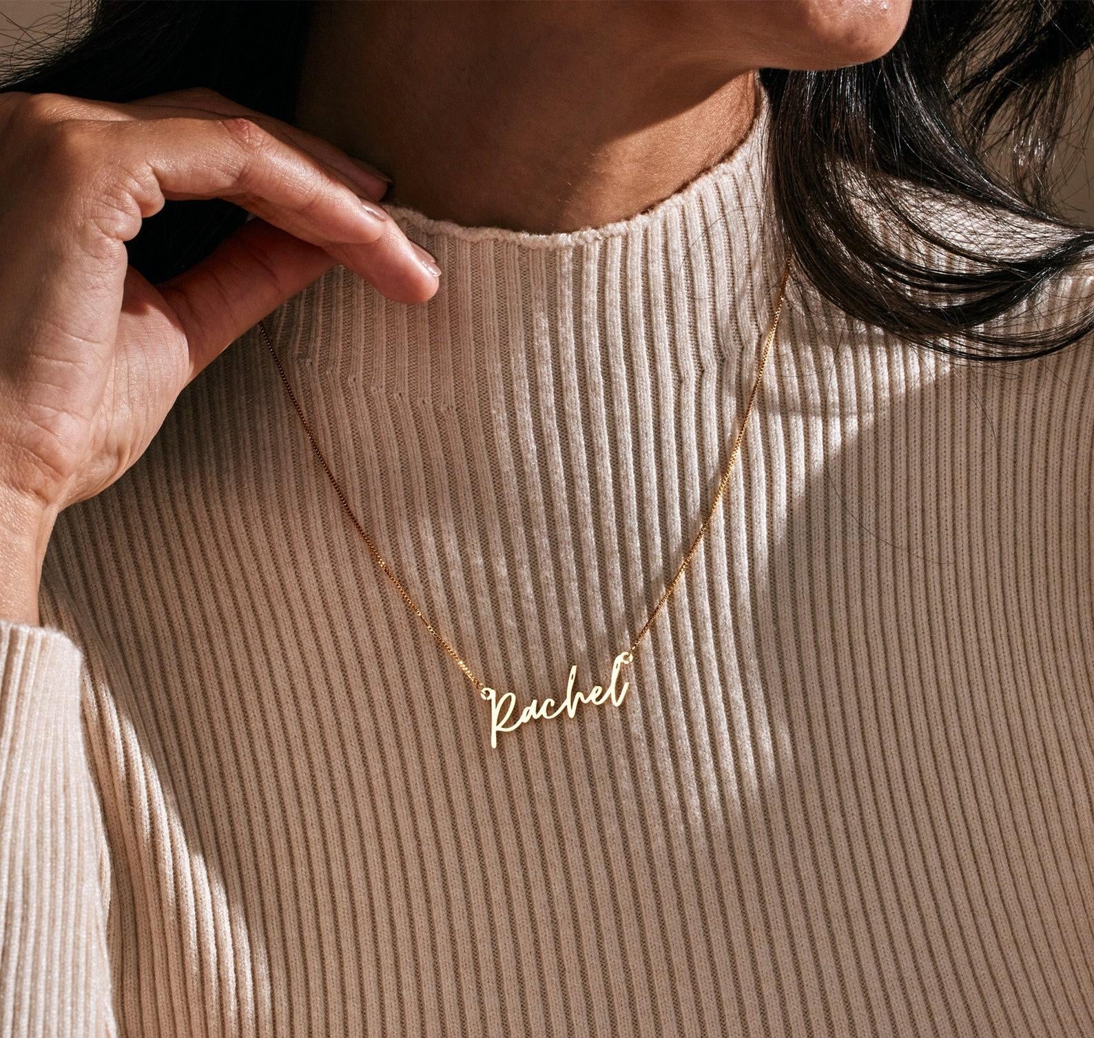 Personalized Dainty Name Necklace with Box Chain