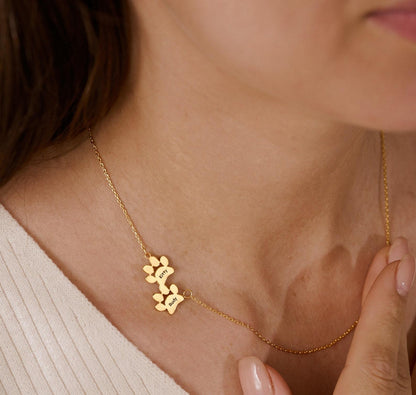 Personalized Sideways Paw Print Necklace