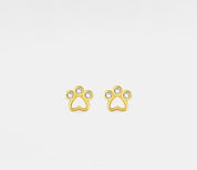 Dainty Gold Heart Paw Stud Earrings