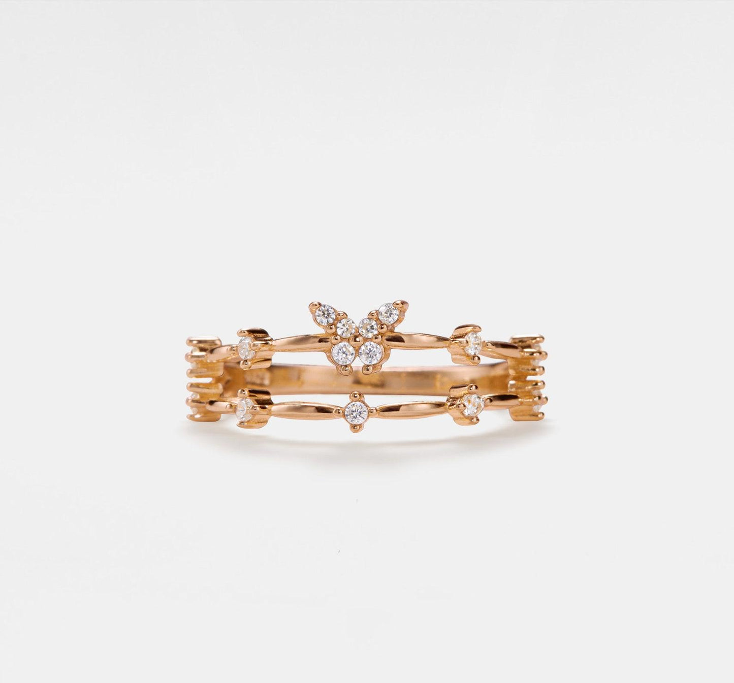 Dainty Butterfly Stacking Ring in Gold and Silver