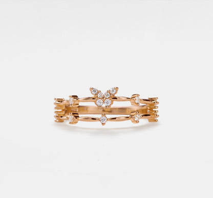 Dainty Butterfly Stacking Ring in Gold and Silver