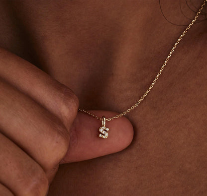 Custom Gold Initial Necklace with Diamonds