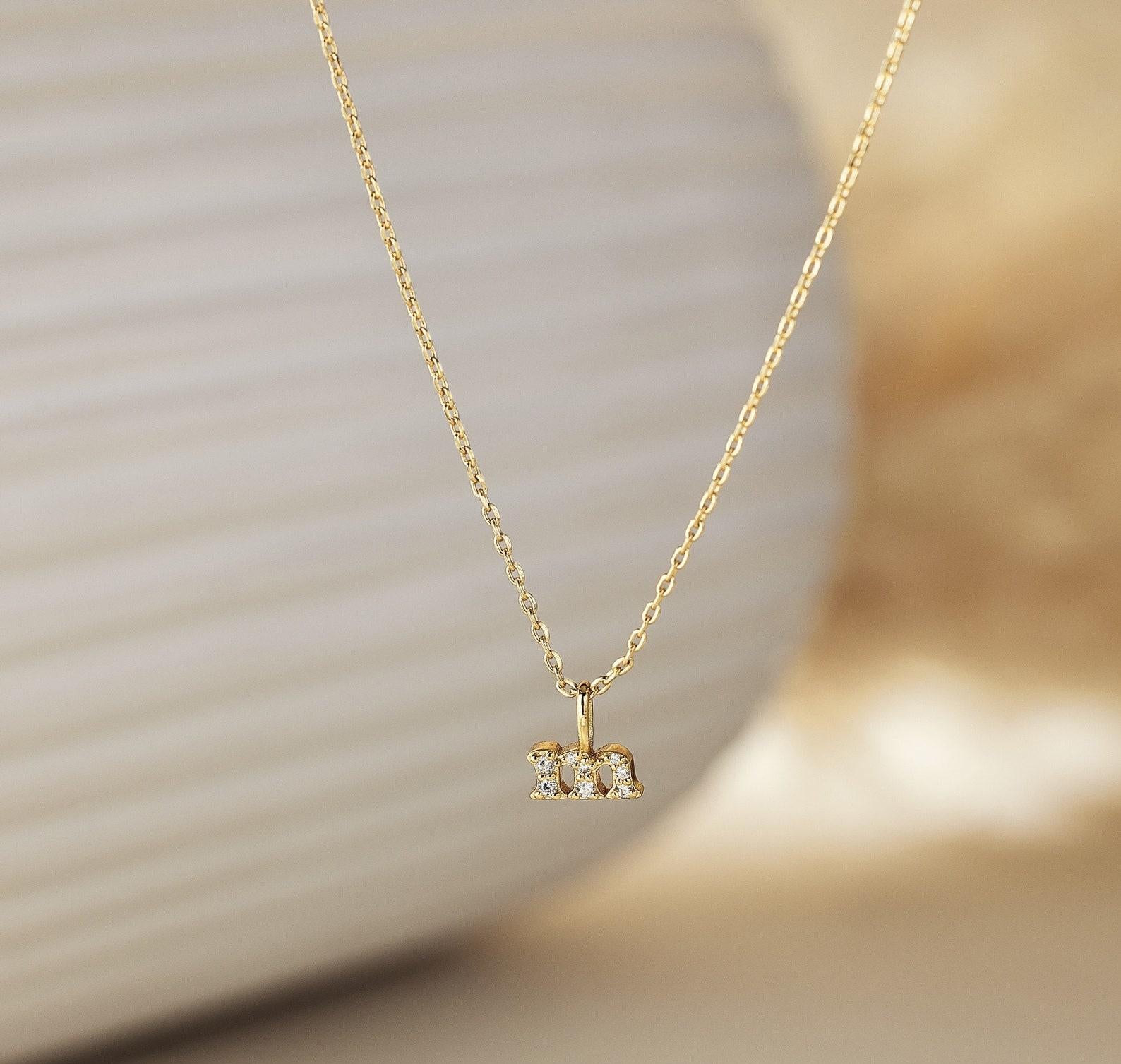 Personalized Gold Diamond Initial Necklace