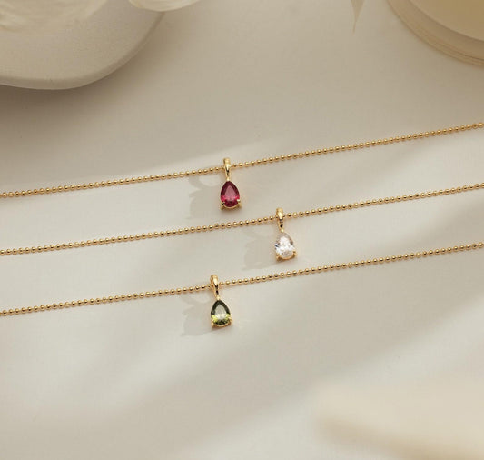 Custom Gold Plated Birthstone Necklace