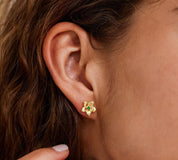 Custom Birthstone Flower Stud Earrings