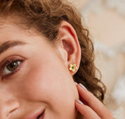 Custom Birthstone Flower Stud Earrings