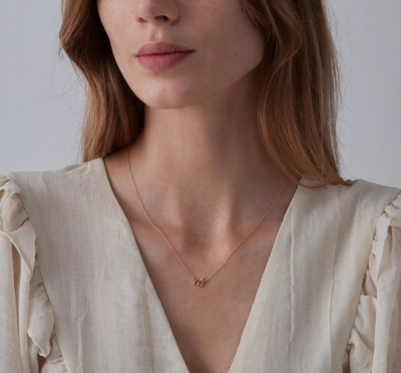 Dainty Gold Angel Number Necklace