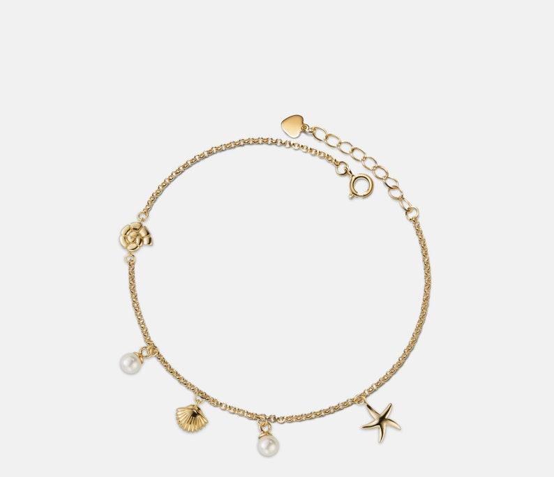 Seashell Starfish Charm Anklet