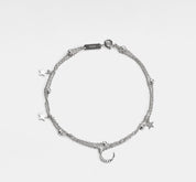 Dainty Gold Moon Star Charm Anklet