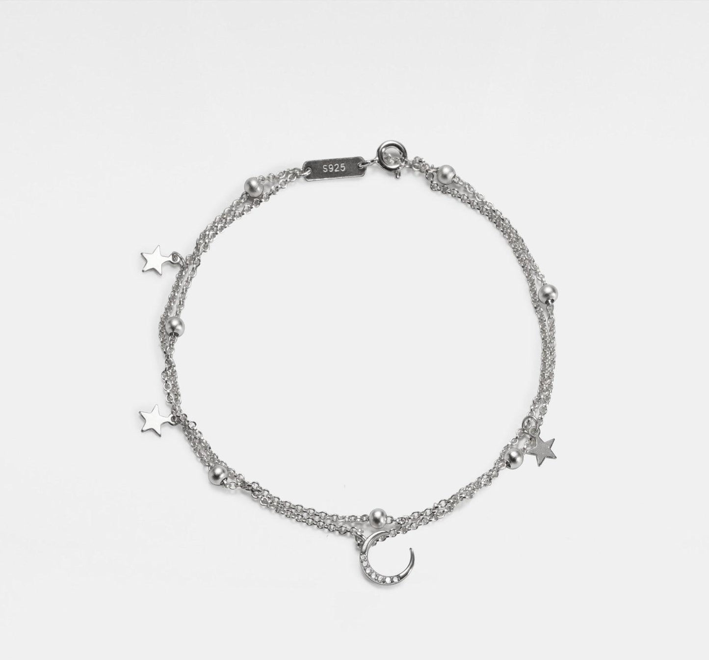 Dainty Gold Moon Star Charm Anklet