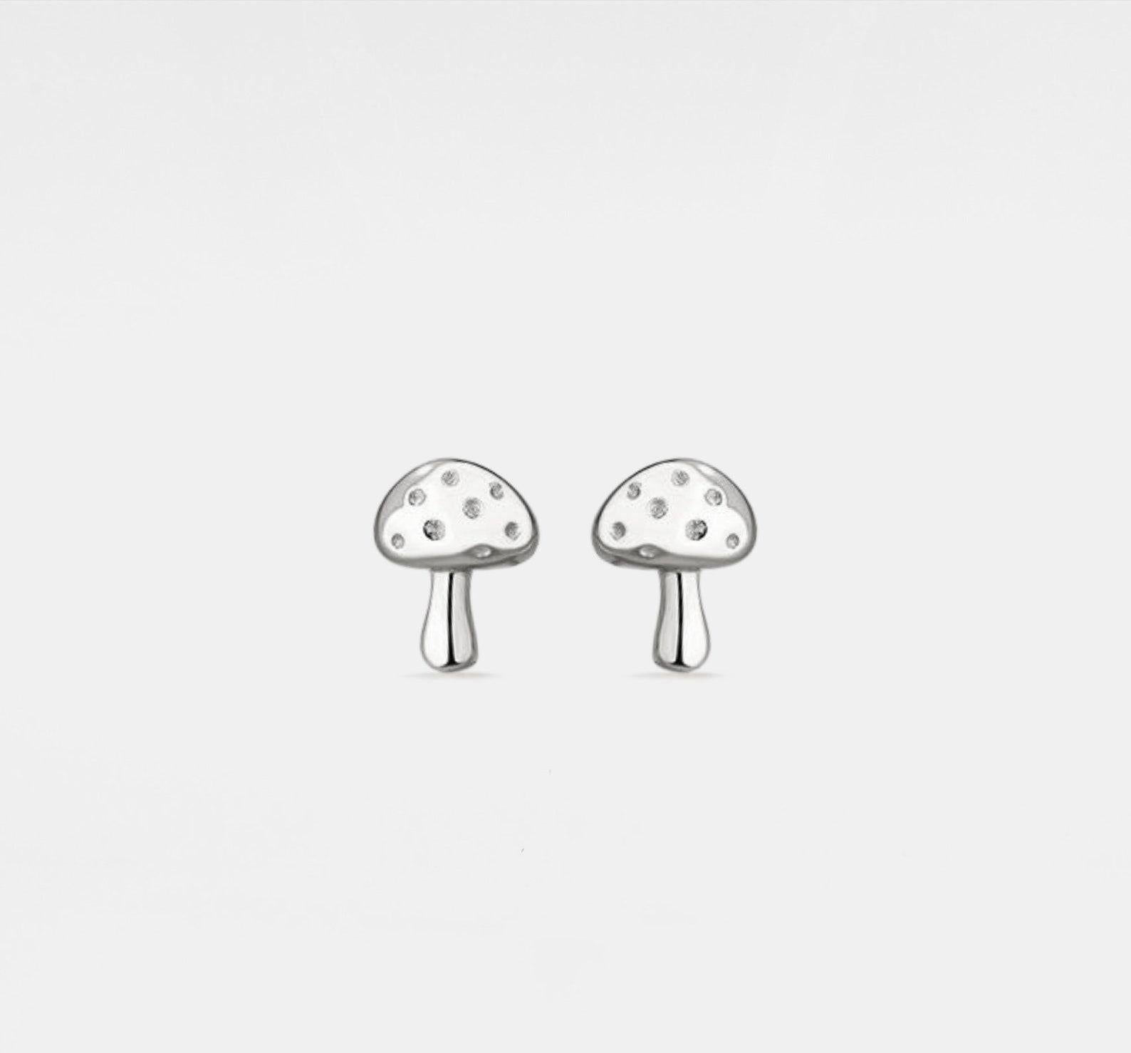 Dainty Gold Mushroom Stud Earrings