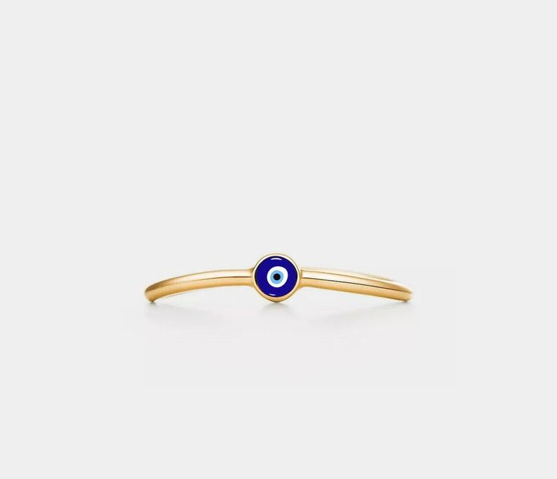 Gold Evil Eye Ocean Wave Ring