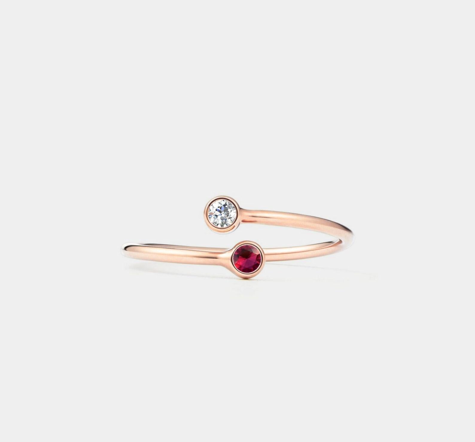 Personalized Gold Birthstone Bypass Ring