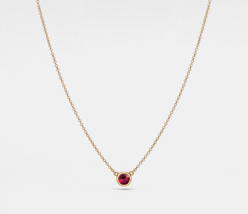 Gold Birthstone Charm Pendant Necklace