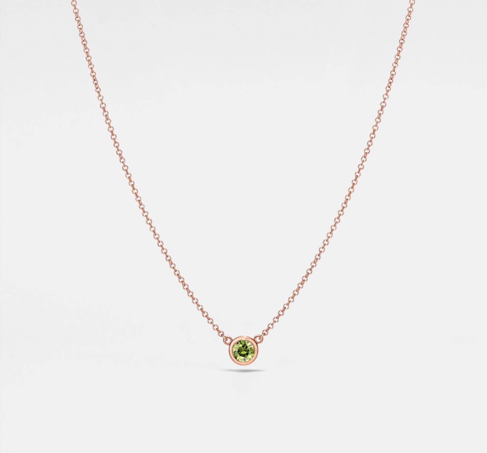 Gold Birthstone Charm Pendant Necklace