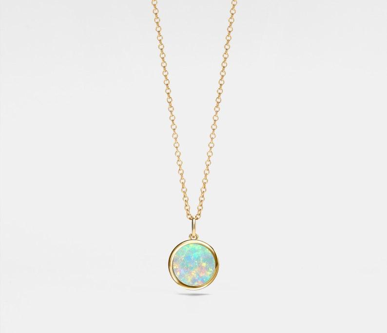 Dainty Opal Picture Locket Necklace