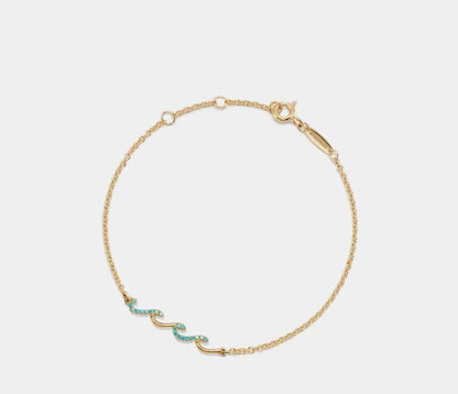 Dainty Gold Ocean Wave Charm Anklet