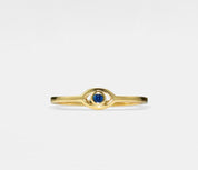 Blue Evil Eye Gold Stacking Ring