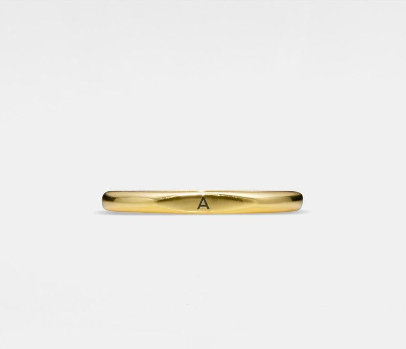 Gold Initial Letter Band Ring for Couples