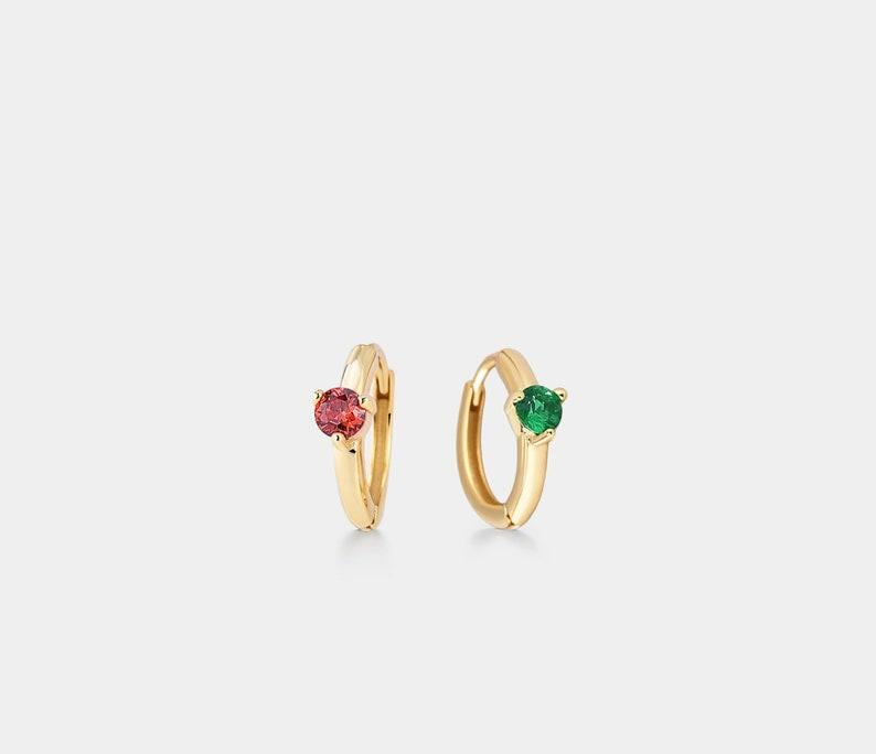 Personalized Gold Birthstone Hoop Earrings