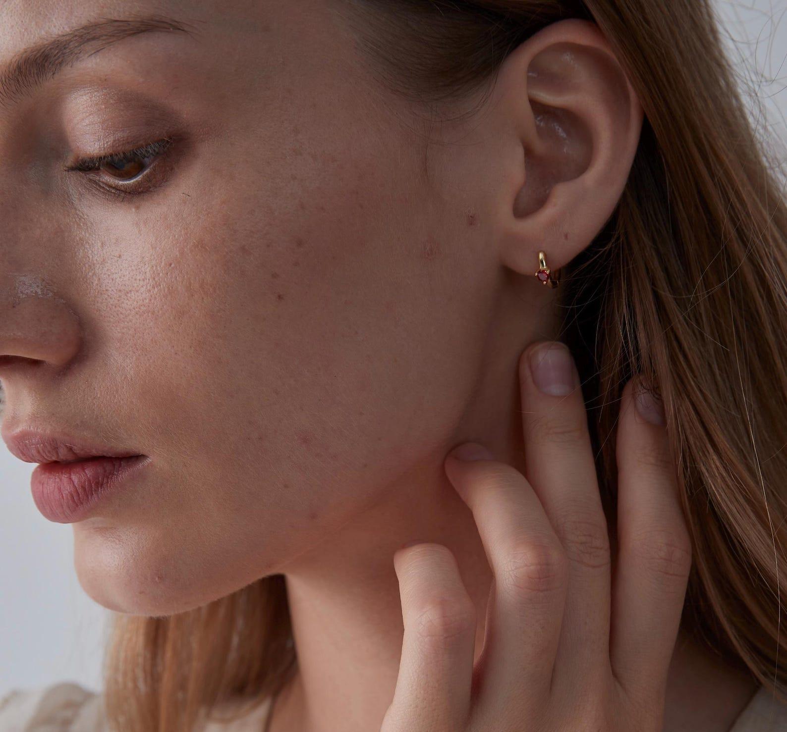 Personalized Gold Birthstone Hoop Earrings