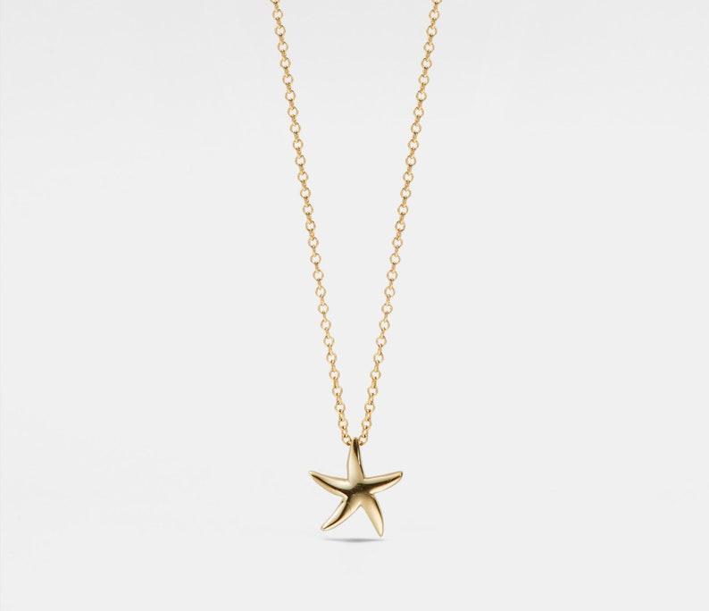 Dainty Starfish Charm Necklace in Sterling Silver